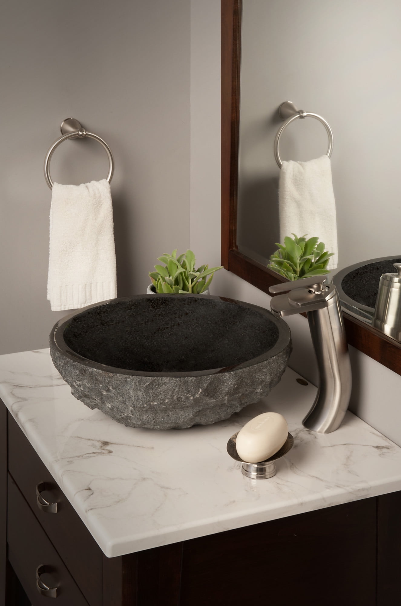 Miseno MNO-NA-ORB Circular 17" Marble Bathroom Sink; Oil Rubbed Bronze Drain
