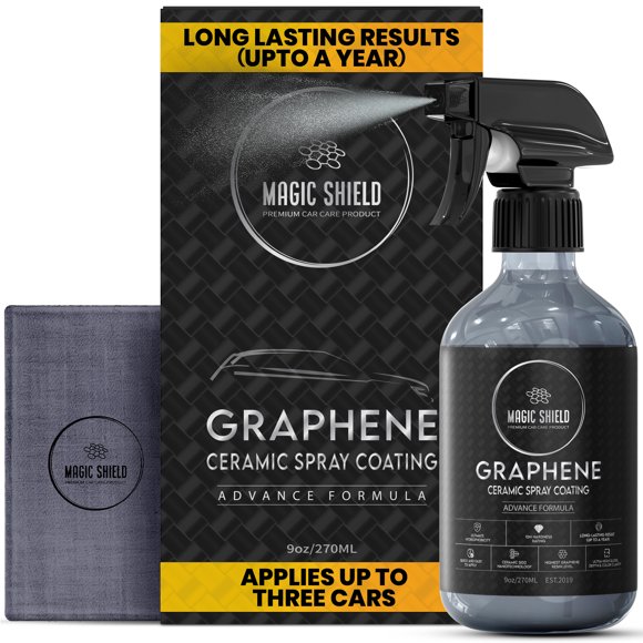 Magic Shield Graphene Ceramic Spray Coating for Cars - Quick & Easy Application, Motorcycles, Boats & More - Professional-Grade Sealant - Maximum Gloss & Shine - Long Lasting Protection - 9oz Bottle
