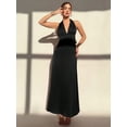 thumbnail image 6 of Black Satin Backless Halter Maxi Dress With Bow Detail, 6 of 6