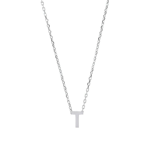 Silver Jewelco London Letter T Initial Pendant Necklace 18 inch