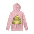 thumbnail image 2 of Xoenoiee Long Sleeve Hoodies Cartoon Frog Pink Pattern Pullover Sweatshirt Hooded Sportwear for Kids with Front Kangaroo Pocket Fall Winter Clothing, M, 2 of 7