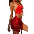 thumbnail image 3 of Fesfesfes Skirts for Women Sequin Belly Dancer Costume Tassel Wrap Skirt Club Mini Skirt, 3 of 4