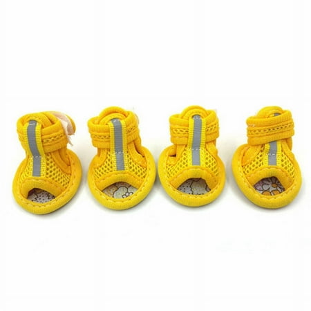 4Pcs/Lot Hot Sale Casual Anti-Slip Small Dog Shoes Cute Pet Shoes Shoe Spring Summer Breathable Soft Mesh Sandals Candy Colors
