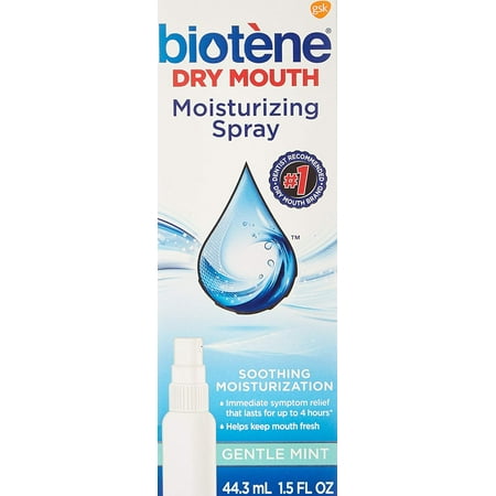 Biotene Gentle Mint Moisturizing Mouth Spray, Sugar-Free, for Dry Mouth and Fresh Breath, 1.5 ounce (Pack of