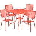 thumbnail image 3 of Emma + Oliver Commercial Grade 35.5" Square Coral Patio Table Set-4 Square Back Chairs, 3 of 6