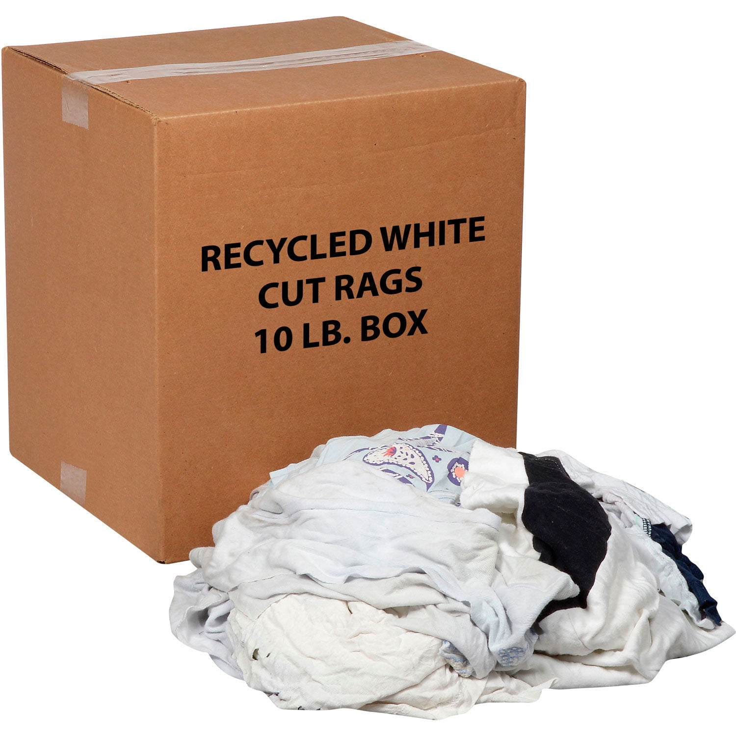 10 Lb. Box Recycled Cut Rags, White