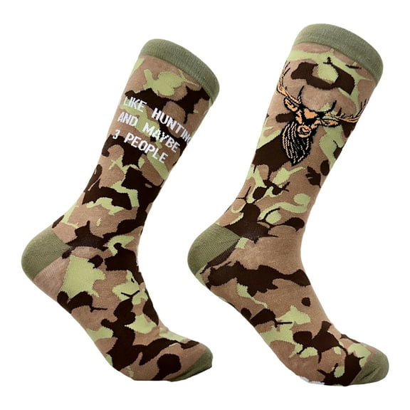 Men's I Like Hunting and Maybe 3 People Socks Funny Introverted Hunter Lovers Footwear
