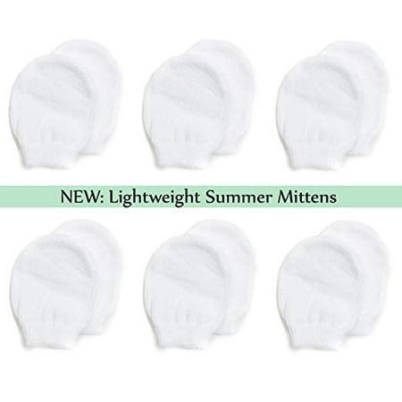 Lightweight Summer Mittens for Newborns by Nurses Choice (6 Pairs of White Cotton No Scratch (Best Snowboard Mittens Review)