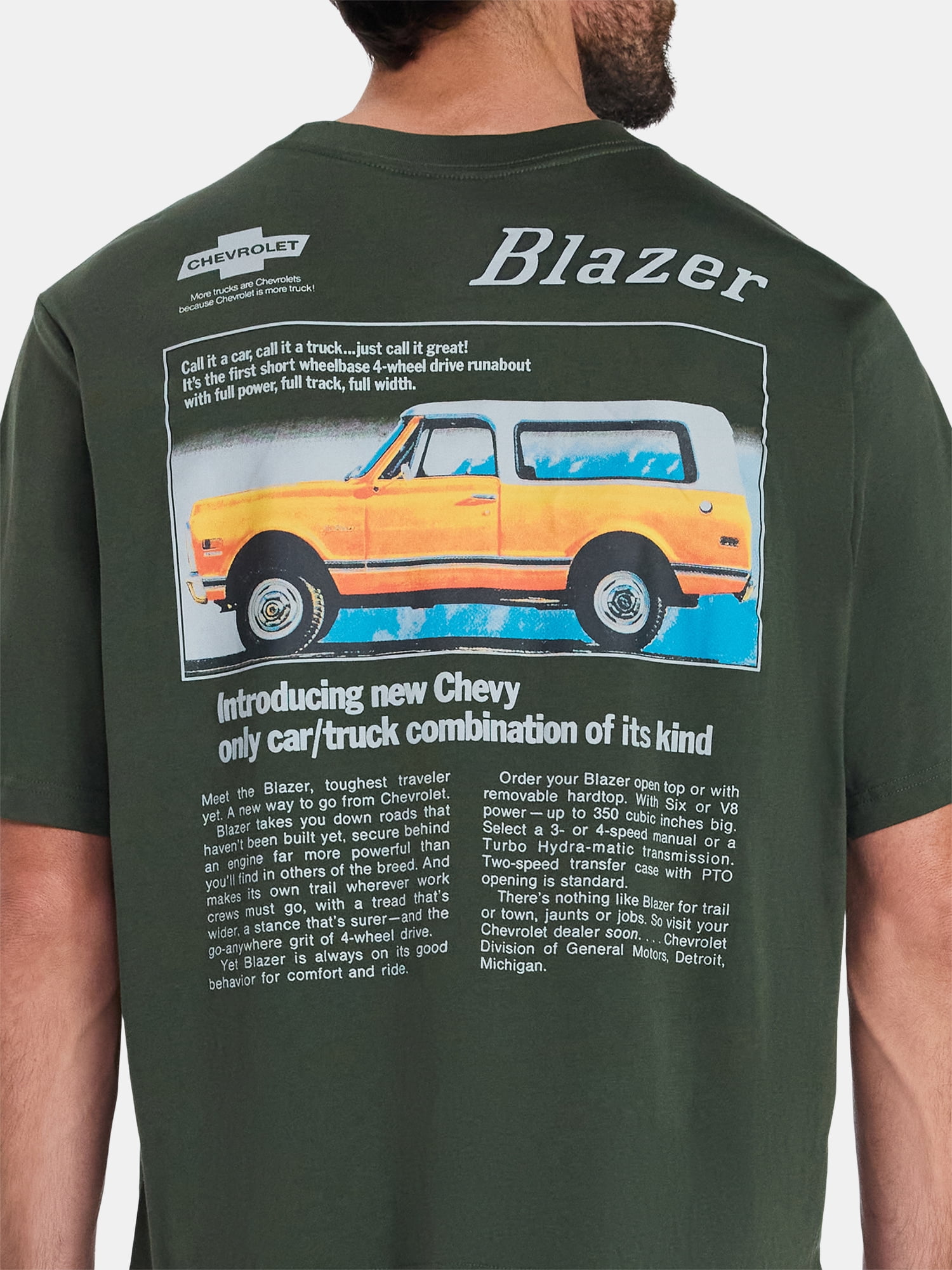 Chevy Blazer Men's and Big Men's Front Back Cropped Graphic Tee with Short Sleeves, Sizes S-2XL