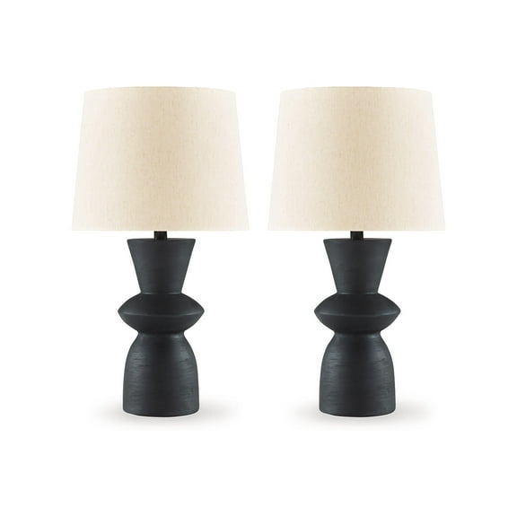 Signature Design by Ashley Scarbot Modern Angular Table Lamps - Set of 2, Distressed Black