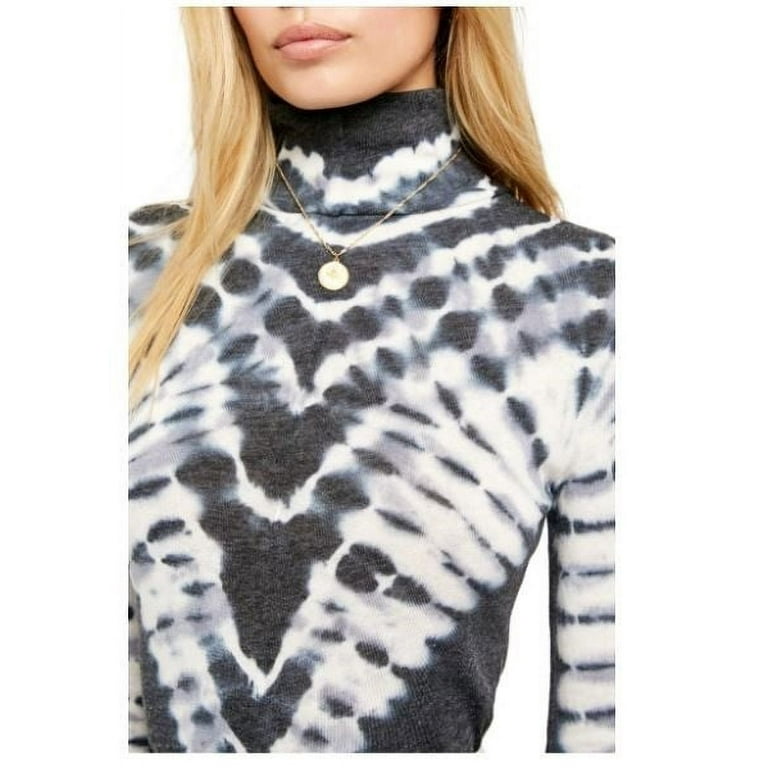 We The Free Womens Psychedelic Jersey Tie Dye Turtleneck Top