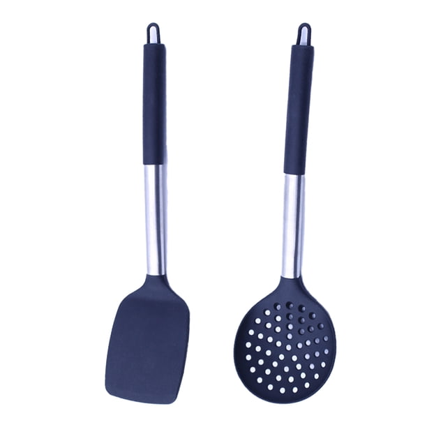 Juego de utensilios de cocina - Utensilios de 2 piezas Silicona antiadherente resistente al calor con mango de acero inoxidable Vhermosa