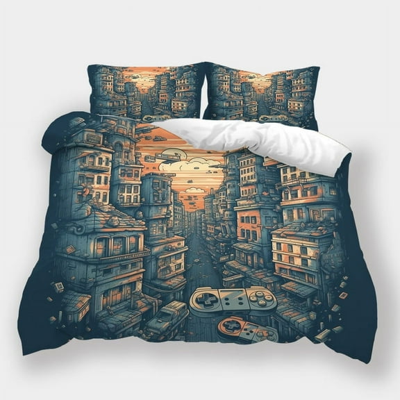 Bedding Cover Set Fantasy Gamepad Printed Comforter Cover Pillowcase Home Bedclothes,King (90"x104")