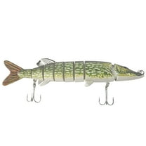 20cm 40g Lifelike Multi-jointed 8-segement Pike Muskie Fishing Lure Swimbait Crankbait Hard Bait Fish Hook Tackle ArmyGreen