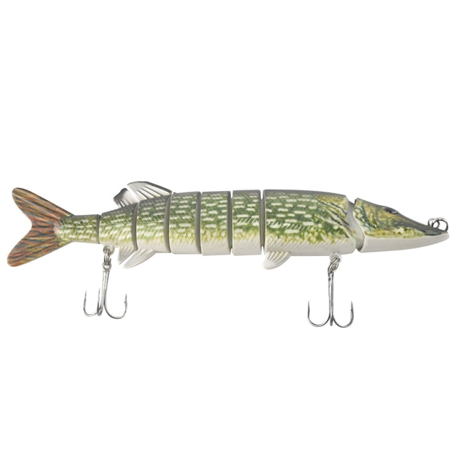 20cm 66g Verosimil Multi-articulado 8 segmentos Muskallonga americano Senuelo de pesca cebo nadar Cebo manivela duro Anzuelo Aparejo Verde ejercito