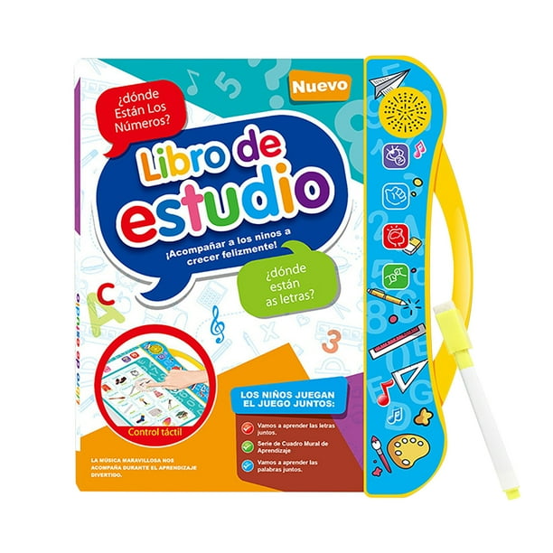 Libro interactivo con sonidos del abecedario para niños. Juguete educativo con letras, palabras y formas en inglés. Juguetes de aprendizaje para niños pequeños (español e inglés).