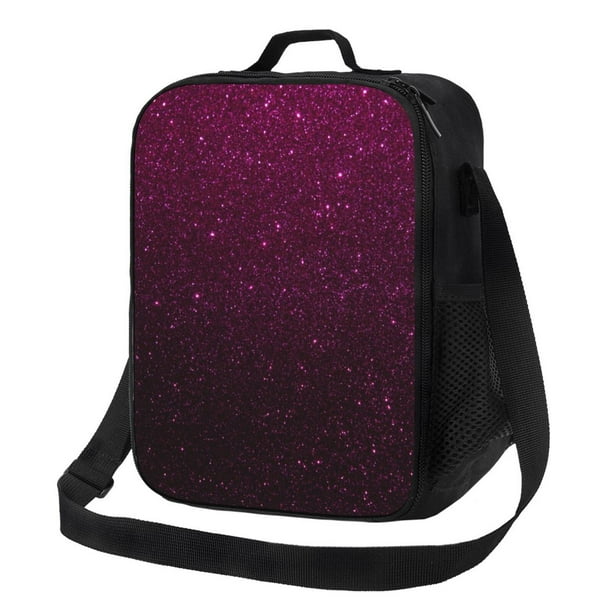 Disketp Dark Purple Glitter Bolsa Térmica Estampada para Almuerzo, Lonchera para Hombres y Mujeres Adultos