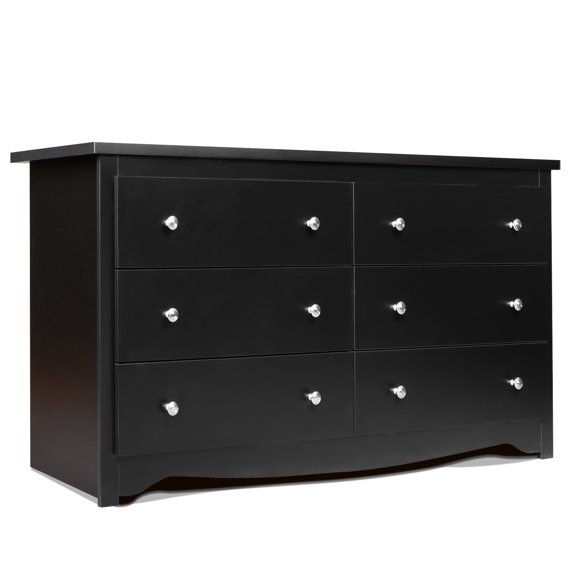 GALAXHERO Dresser 6-Drawer Large Storage Chest for Bedroom and Living Room, Modern Closet Organizer and Nightstand, 59" Wide Wood Black