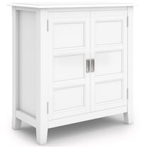 JERFIT White Wood Storage Cabinet with 2 Doors, 31" H Low Profile Side Table for Living Room, Bedroom, Entryway
