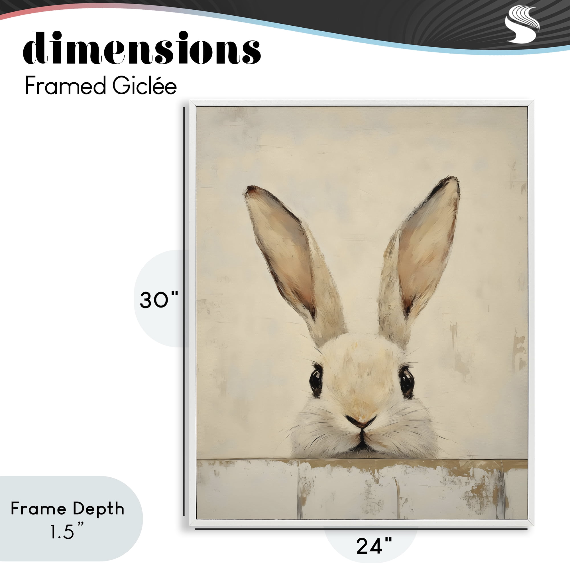 Stupell Industries Peeking Bunny in Soft Neutrals White Framed Giclee Art, design by LSR Design Studio