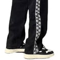 thumbnail image 4 of Pantalones de Mezclilla para Hombres Piernas Anchas Patrones Laterales Empalme Pantalones Largos Casuales de Moda para Uso Diario Negro XL, 4 of 8