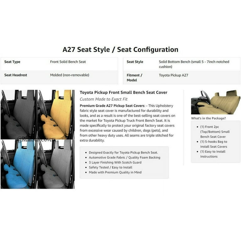 Realseatcovers seat cover for toyota tacoma 10mm thick front bench a27 molded headrest large notched cushion deals
