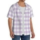 thumbnail image 2 of Balery Purple Checkboard Camisa Casual de Manga Corta con Botones para Hombre, Texturizada, Estilo Cubano, para Playa, Verano-X-Large, 2 of 5