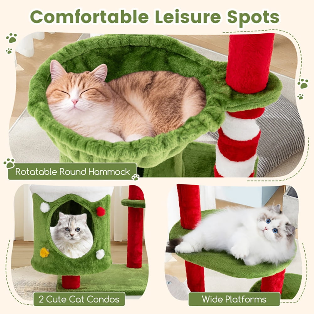 Yardi Yarda 58 Inch Tall Cat Tree Tower Multi-level Pet Climbing and Jumping Tower Furniture with Condos