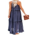 thumbnail image 3 of Femmes Été Robes Lâches Couleur Unie Col Carré Sans Manches Décontracté Robe d'Une Seule Pièce avec Ourlet à Volants pour Dames S / M / L, 3 of 7