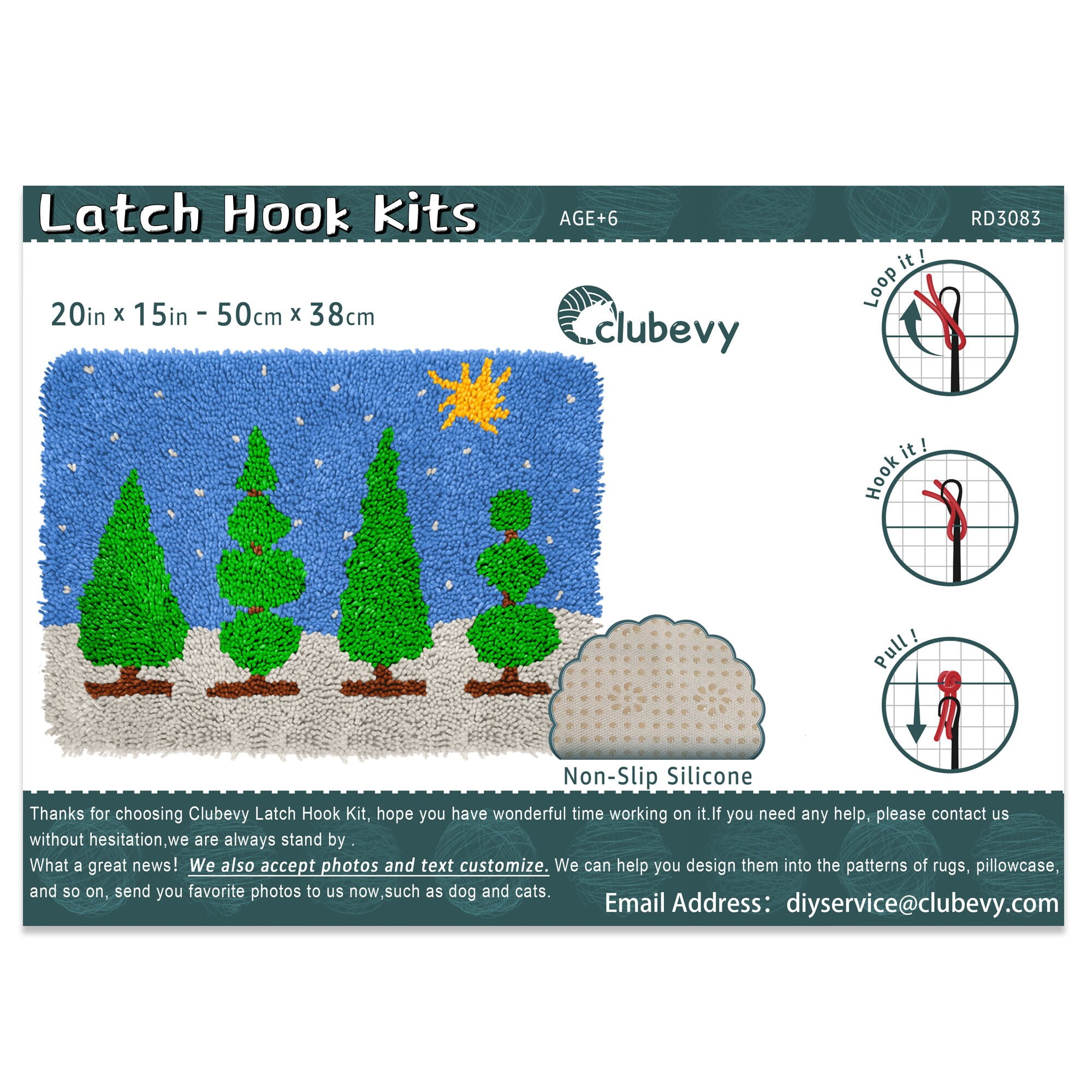 Latch Hook Rug Kits Embroidery DIY Pines Pattern Crochet Needlework Crafts for Adults and Kids Beginners 16"x24"