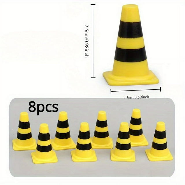 KEINXS 8pcs Mini Traffic Cones for Training & DIY Projects - Durable ABS Bright Colors Perfect for Roadblock Simulations & Gifts