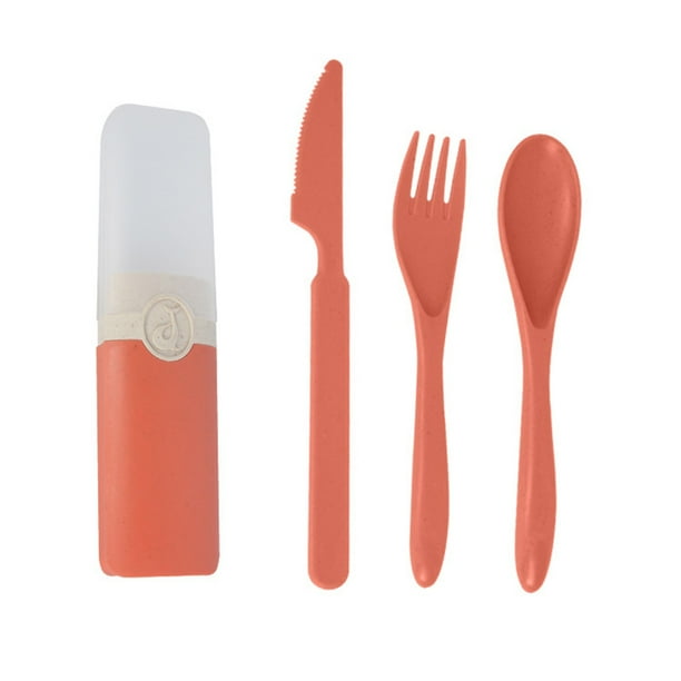 Pisexur Batería de cocina Juego de vajilla de plástico con cuchillo, tenedor y cuchara de paja para la cocina del hogar