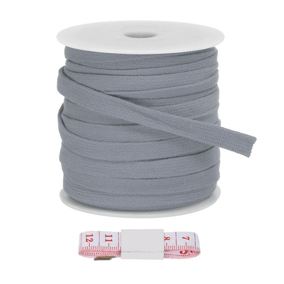 Uxcell Flat Drawstring Cord Replacement Soft Cotton Hoodie String Cords Dark Grey 10mm x 27 Yd
