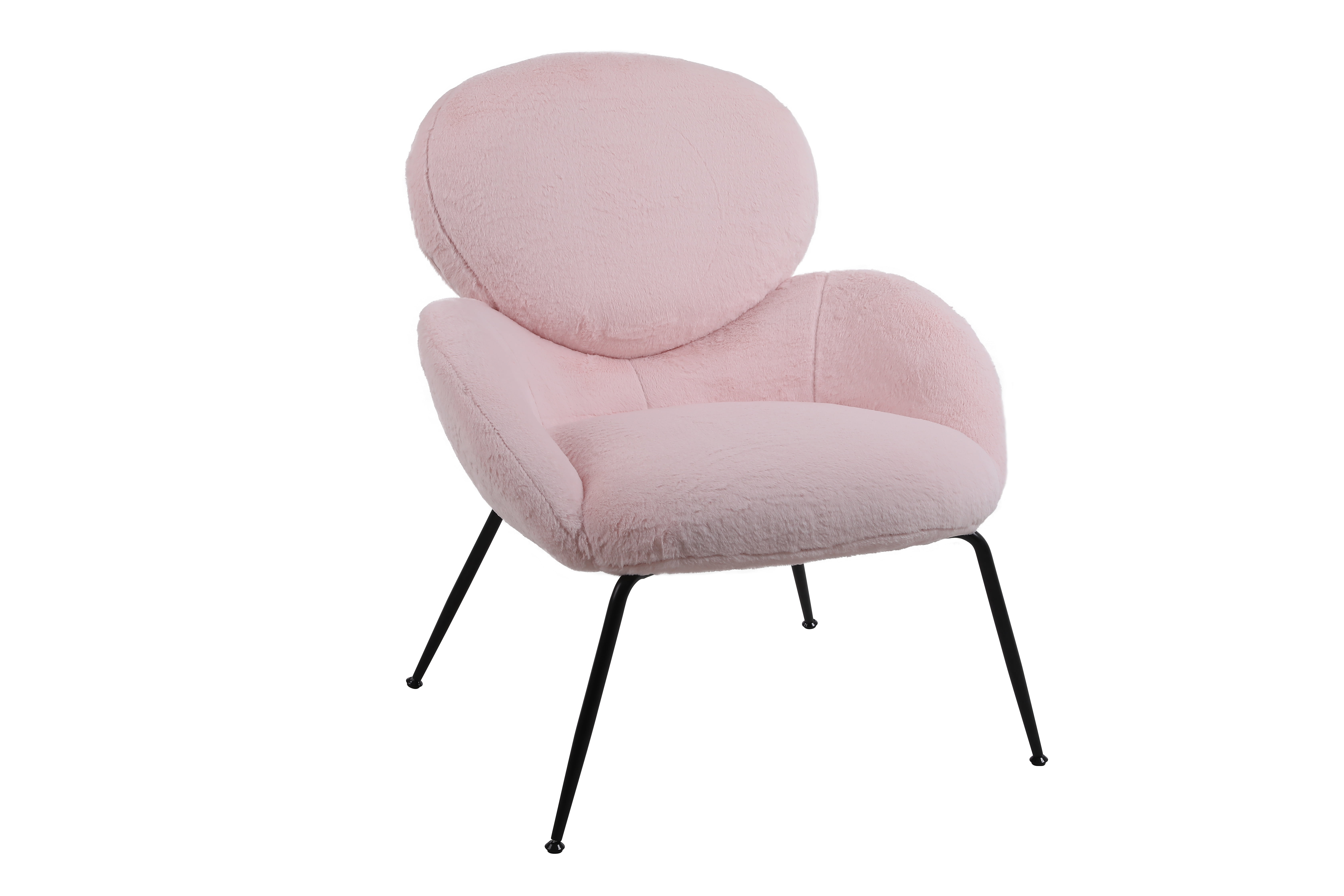 Kadyn Modern Sherpa Armchair with Black Metal Legs, Comfy and Soft Chairs for Bedroom, Pink Kadyn Modern Sherpa Armchair with Black Metal Legs, Comfy and Soft Chairs for Bedroom, Pink