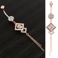 thumbnail image 2 of Navel Ring Rhinestone Square Stainless Steel Body Piercing Jewelry Belly Ring, 2 of 10