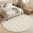thumbnail image 4 of Round Area Rugs 4Ft, Cream Striped Non-Slip Washable Circle Rugs Carpet, Modern Rustic Minimalist Lines Texture Indoor Outdoor Rug Floor Mats Throw Runner for Bedroom Living Room Bathroom, 4 of 7