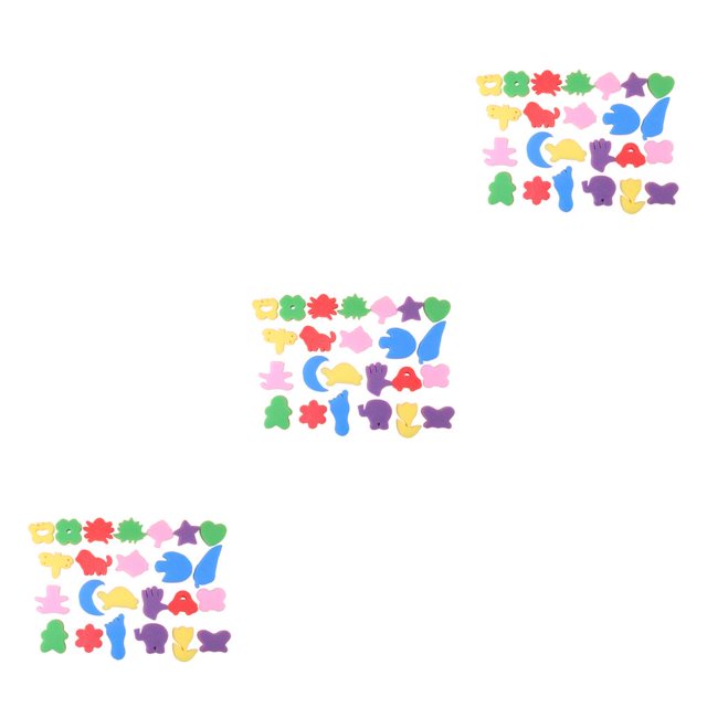 bedienty 1 Set Printing Stamper Colorful Supple Early Learning Kids' Sponge Set Cartoon Drawing Gifts for School Kindergarten Family Random Pattern 3Set