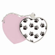 print claw outline protect animal mirror travel purse makeup heart pink