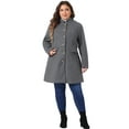 thumbnail image 3 of DARING DIVA Women's Plus Size Steampunk Stand Collar Single Breasted Coat 1X Grey, 3 of 6