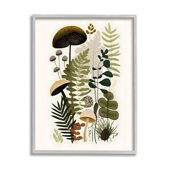 Stupell Industries Mixed Earthy Botanicals Botanical & Floral Painting Gray Framed Art Print Wall Art, 24 x 30