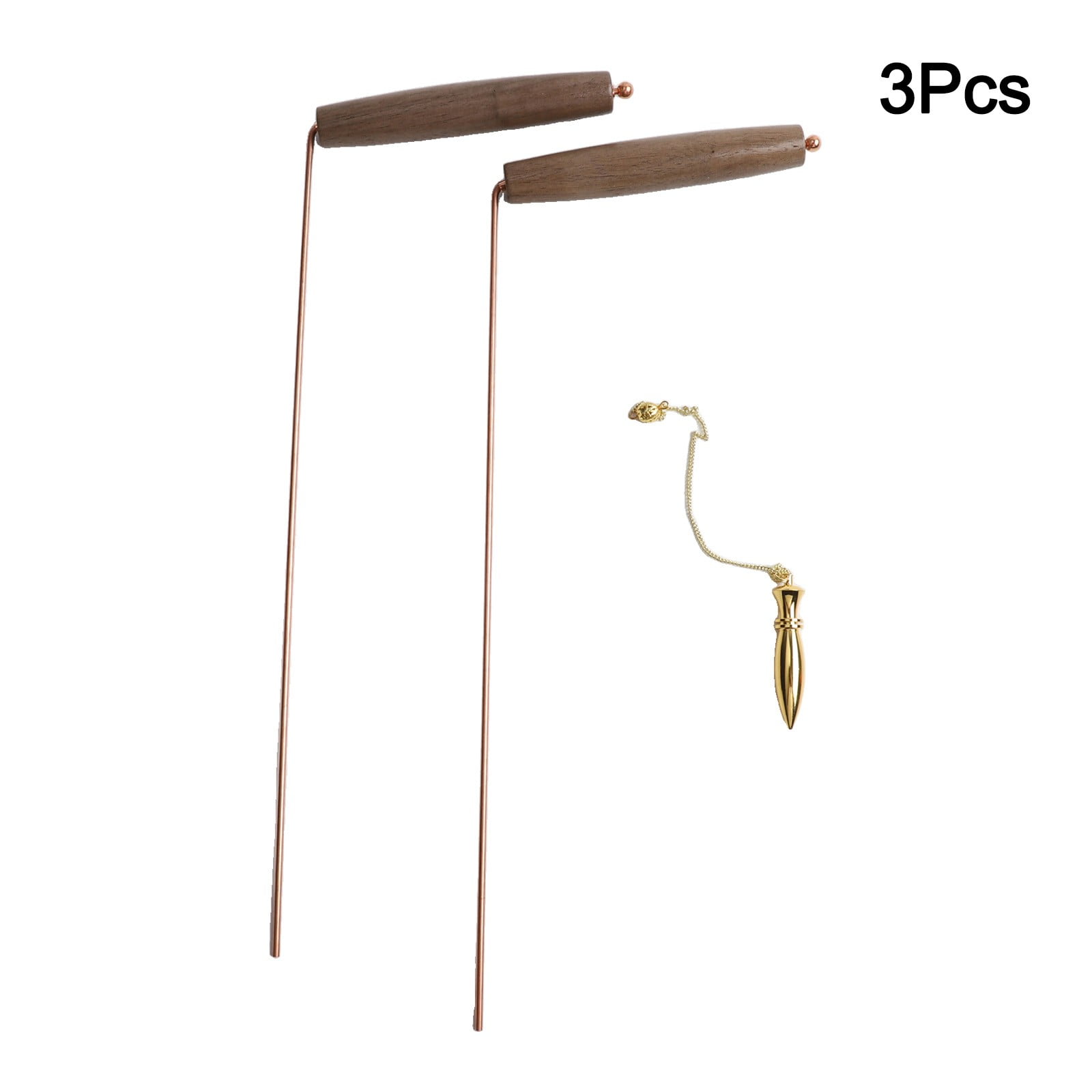 2pcs Pure Copper Metal Detector Kit For Searching Water Gold Treasure Seeking Divination Tool With Wooden Handles Dowsing Rod