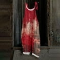 thumbnail image 2 of WTOBBY Women's Vintage Casual Jumpsuit with Halloween Blood Print Design, Loose Fit and Shoulder Strap in Cotton Linen Blend for Unique Retro Style,WineS, 2 of 5