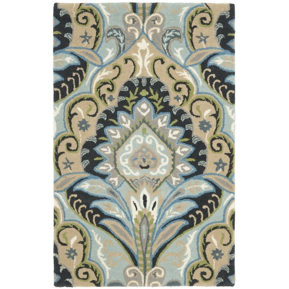 SAFAVIEH Wyndham Eglantine Damask Wool Area Rug, Blue/Multi, 2' x 3'