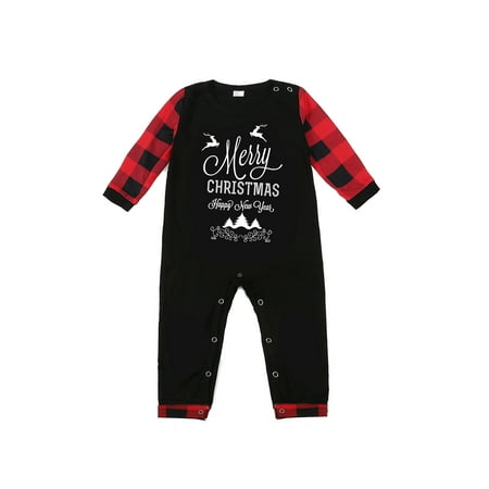 

Binpure Christmas Gift Parent-child Pajamas Plaid Print Pullover Pants