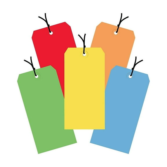 Box Partners Shipping Tags Pre-Strung 13 Pt. 4 3/4" x 2 3/8" Assorted Color 1000/Case G20002