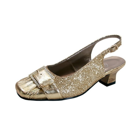 

FLORAL Hera Women s Wide Width Slingback Dress Pumps GOLD 9