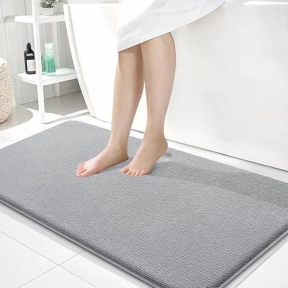 Thick Memory Foam Bath Mat Rug 40x24, Extra Soft Absorbent Bathroom Rugs, Quick Dry Bath Mats, Non-Slip, Machine Washable Carpet for Bathroom, Tub and Shower, Home Decor Accessories, Grey