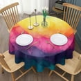 thumbnail image 3 of Colorful Tie Dye Wave Pattern Round Tablecloth 60"x60",Wrinkle Wipeable Table Cloth for Kitchen Dining Room Picnic Patio Party, 3 of 6
