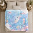 thumbnail image 5 of Baby Stingray with Jellyfish and Seahorse, Dreamy Whimsical Style for Ocean Lovers, Pastel Reef Scene and Baby Shower Gift, Cozy Flannel Blanket for Nursery and Bedroom, Home Decor, 5 of 9