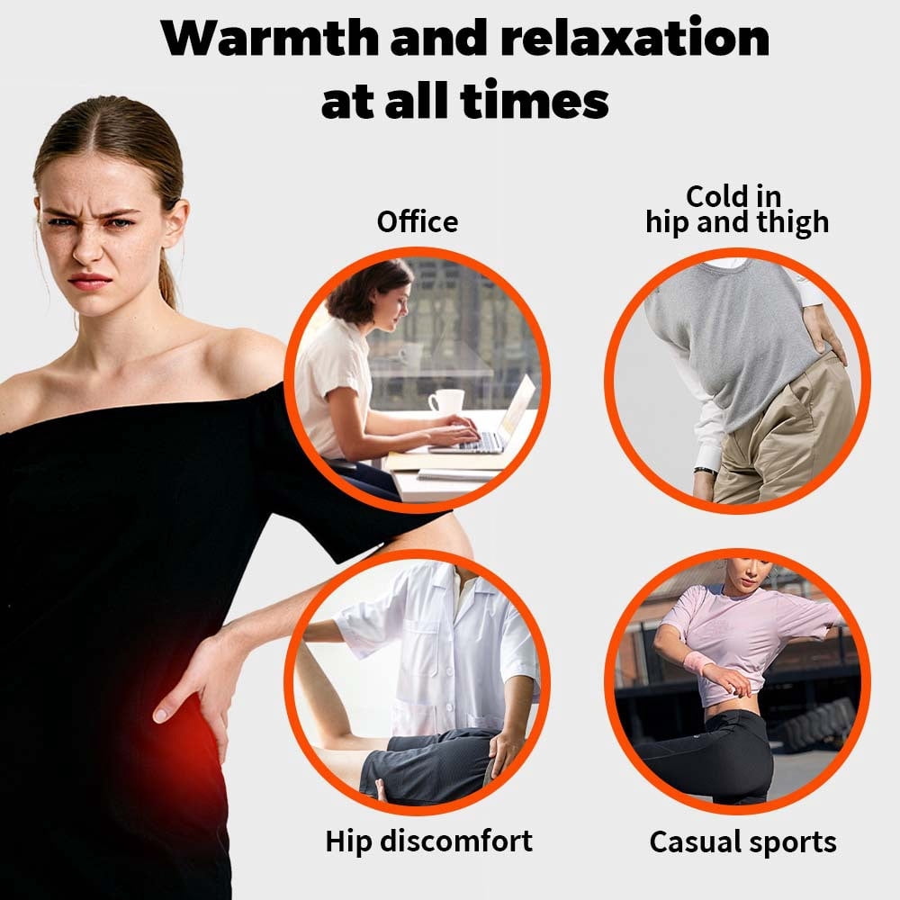 Cordless Heated Massage for Hip/Sciatica Pain Relief Hip Heating Pad Support Brace with Hot Physical Therapy Lower Back/Thigh/Buttock, Best Gift for Family